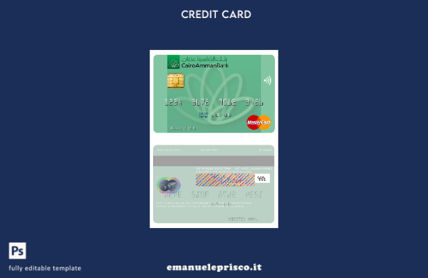 modello mastercard Jordan Cairo Amman Bank in stile verificato